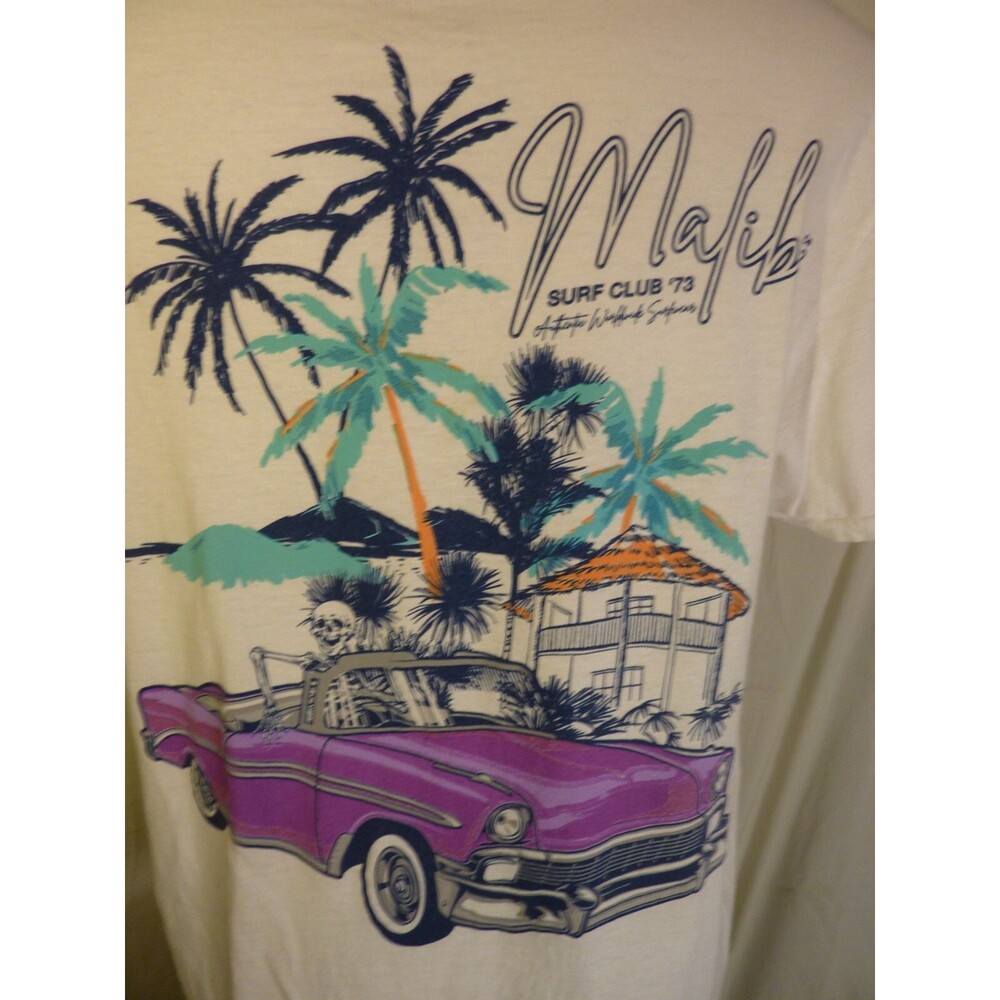 Malibu Surf Club '73-White T-Shirt-sz M